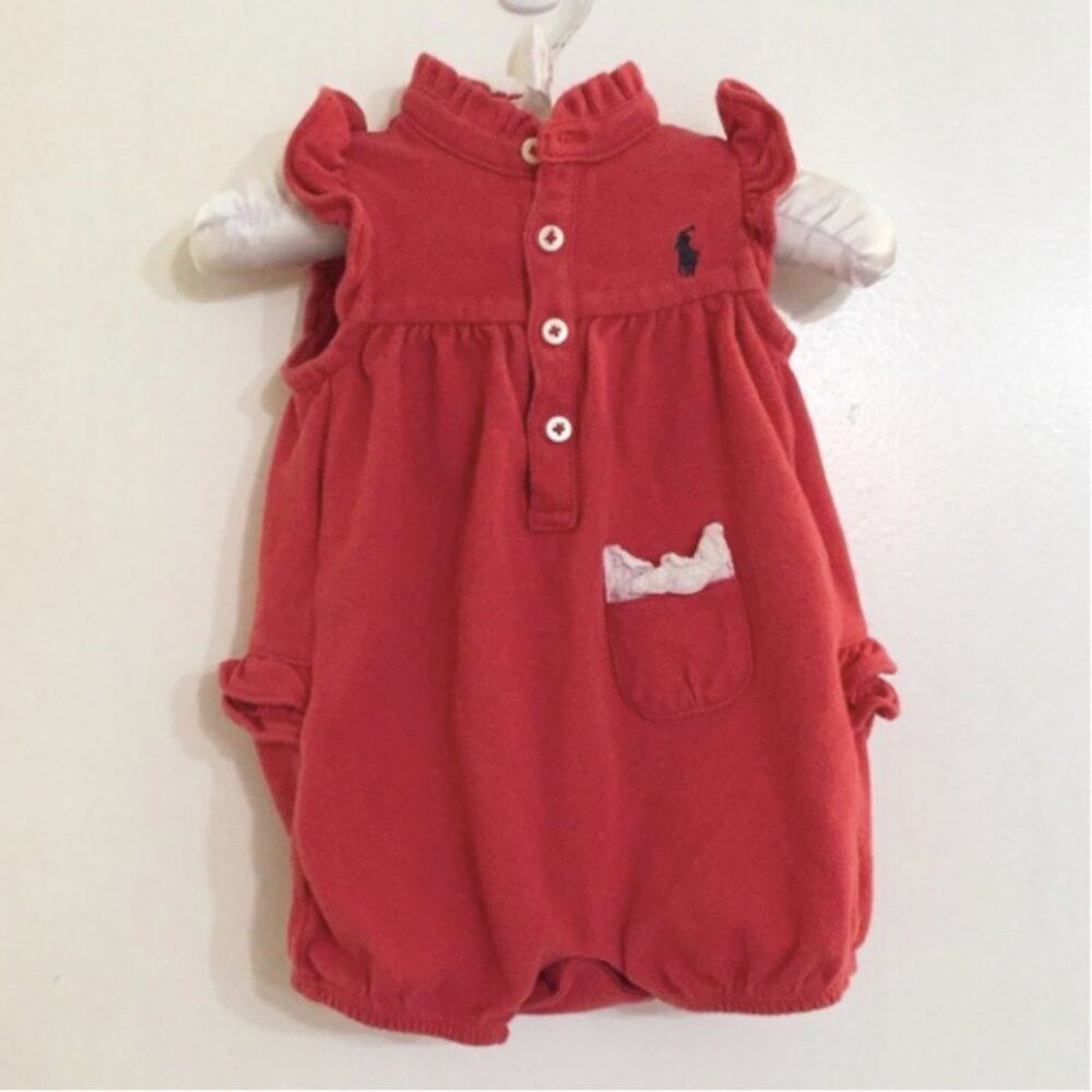 Ralph Lauren Red Ruffle Bubble Romper 3 Months